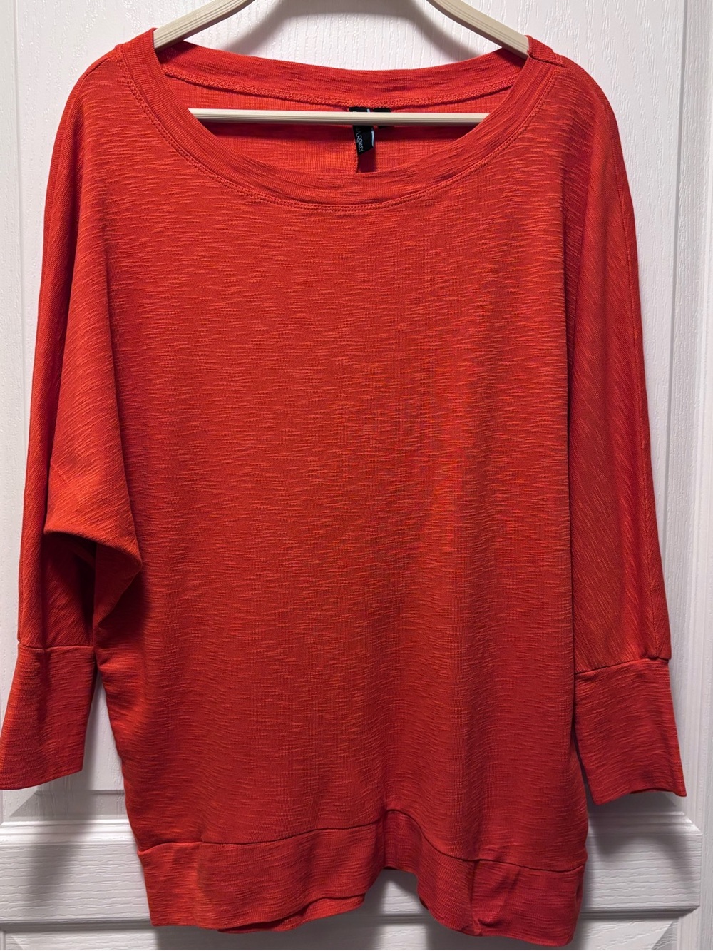 Cynthia Rowley Burnt Orange bat wing cotton modal top size large stretch